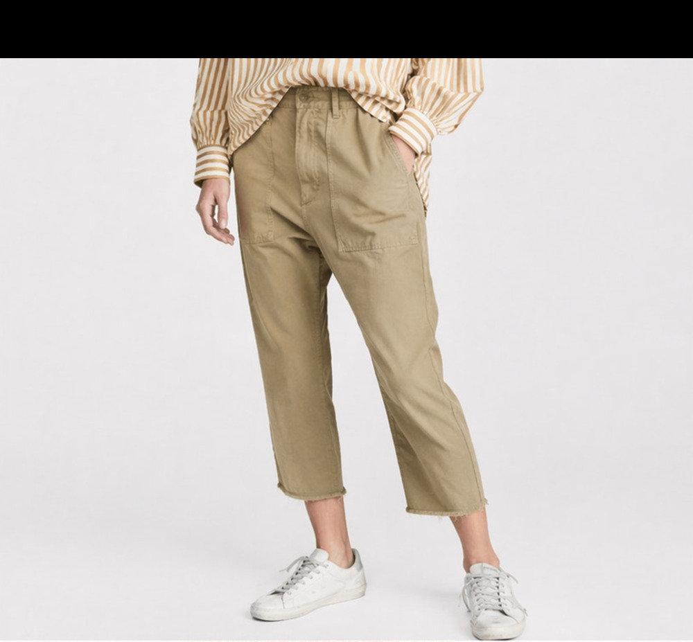 Nili Lotan 0 Linen Luna Pants $345 Slouchy Drop Crotch Sand Cotton Crop Size NWT